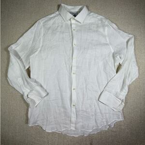 Baird McNutt Men XL White  Linen Slim Fit Long Sleeve Lightweight Casual Shirt